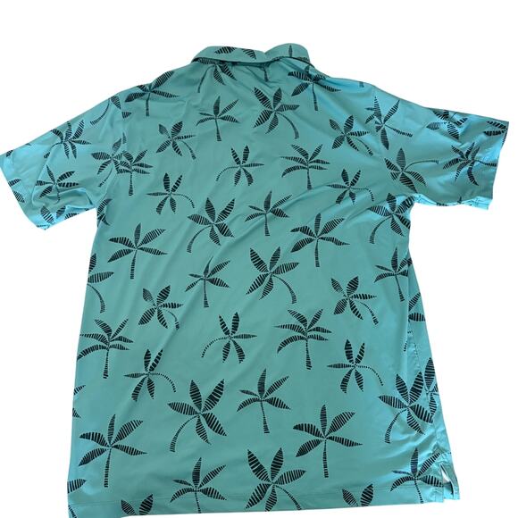 Devereux Performance Palm Tree Polo Shirt Mens L Aqua Blue Tropical Golf Preppy - Picture 6 of 7